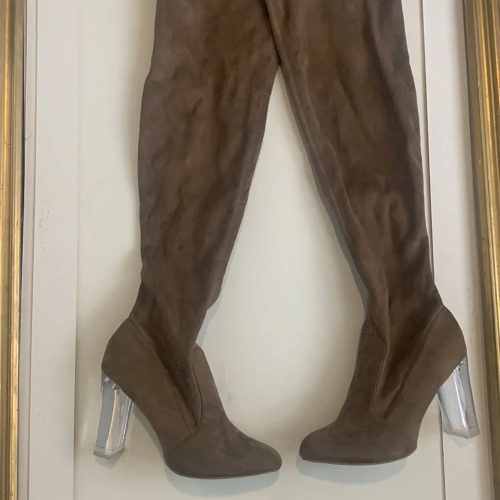 Wild diva over the knee boots size 10 clear heels
